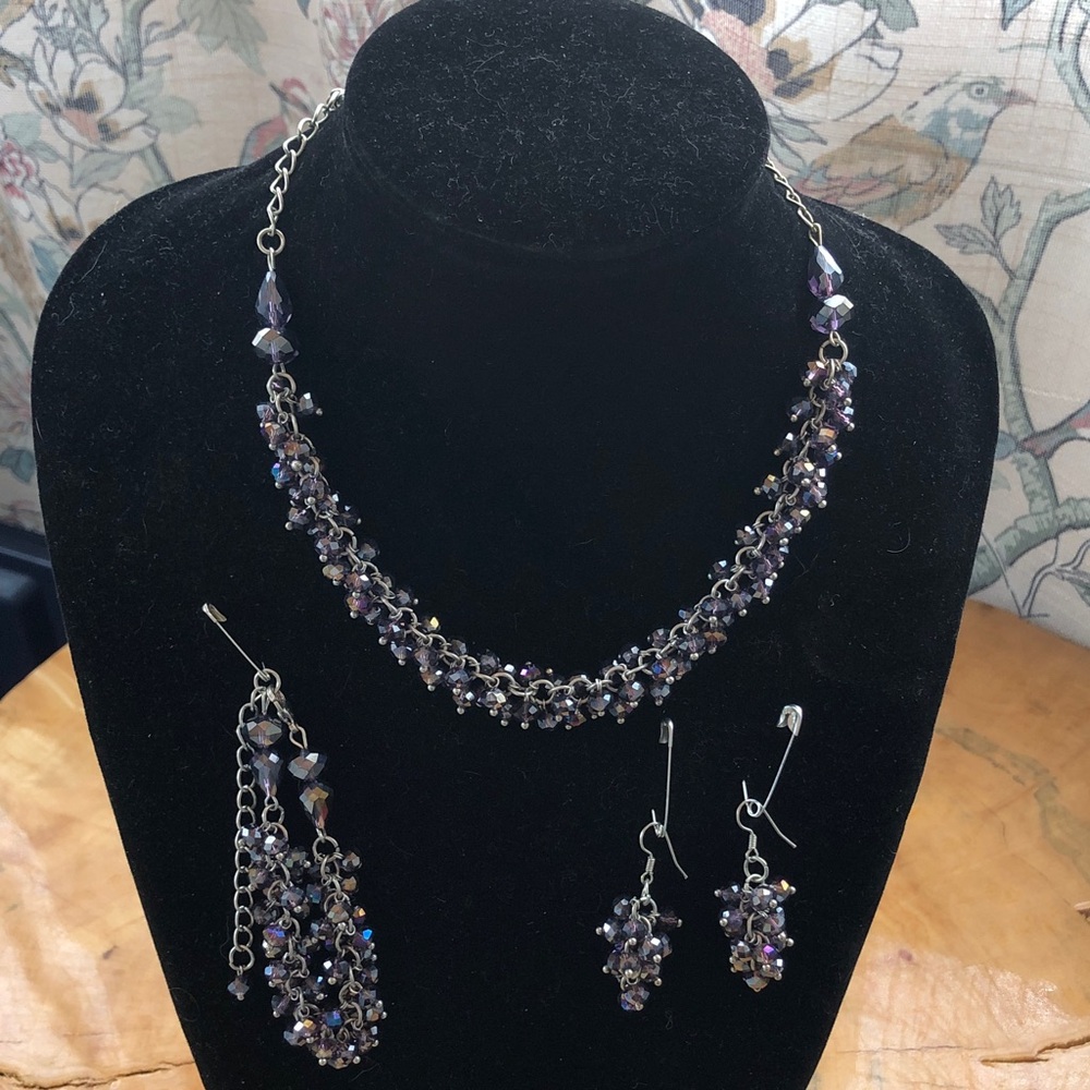 Gorgeous faceted crystal amethyst jewelry set